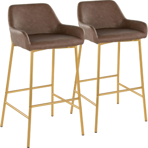 Daniella 30" Bar Stool in Gold & Espresso Leatherette (Set of 2)